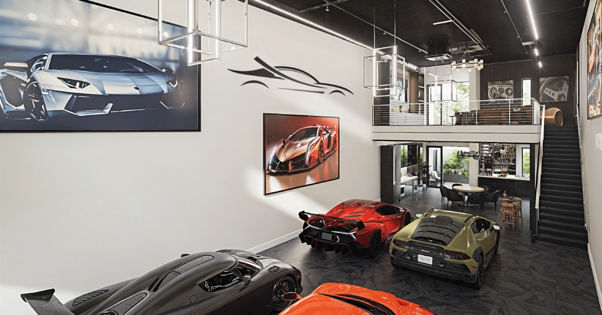 Exotic car storage interior at Naples Auto Vault